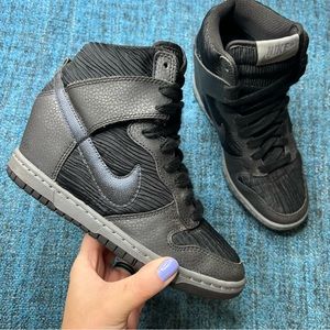 Nike Dunk Sky Hi Hidden Wedge Sneakers in Black Metallic - RARE